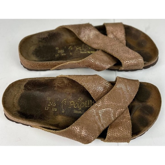 Birkenstock Brown ( Rosey Gold) Textured Sandals 38 Preowned Condition - Picture 2 of 10